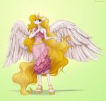  anthro big_breasts breasts clothing dress equid female friendship_is_magic hi_res horn mammal margony my_little_pony princess_celestia_(mlp) solo winged_unicorn wings 