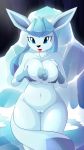  anthro blue_body breasts digital_media_(artwork) eeveelution female glaceon hi_res ice looking_at_viewer nintendo nipples nude open_mouth pok&eacute;mon pok&eacute;mon_(species) pussy solo video_games whitmaverick 