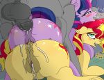  anal anal_penetration balls blush bodily_fluids cum cum_in_ass cum_in_pussy cum_inside equestria_girls equid female feral friendship_is_magic genital_fluids group group_sex hi_res horn looking_pleasured mackstack male male/female mammal my_little_pony penetration penis sex sunset_shimmer_(eg) threesome twilight_sparkle_(mlp) unicorn 