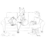  ambiguous_gender anthro bad_dragon barefoot bate_(artist) black_and_white bottomwear canid canine cheek_tuft christmas clothed clothing dipstick_ears disney duo ears_down eyes_closed face_tuft fluffy fluffy_tail fox fully_clothed furniture gift hand_holding hat headgear headwear hi_res holidays inner_ear_fluff judy_hopps lagomorph leporid mammal monochrome multicolored_ears neck_tuft nick_wilde pants pivoted_ears playstation playstation_vr plushie rabbit santa_hat simple_background sitting sofa sony_corporation sony_interactive_entertainment sweater topwear tuft video_games vr_headset white_background zootopia 