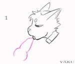  2019 animal_genitalia animal_penis animated anthro canine_penis collar deep_throat digital_media_(artwork) disembodied_penis erection felid feline fellatio fur hair knot licking luciouz_(yaku) male mammal neck_bulge oral penile penis sex sketch tongue tongue_out yaku_(artist) 