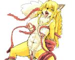  2012 5:4 akitune bdsm bound breasts canid canine female fox fur green_eyes inverted_nipples mammal nipple_penetration nipples nude one_eye_closed open_mouth penetration teeth tentacle_sex tentacles tongue tongue_out white_body white_fur yellow_body yellow_fur 