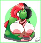  2017 big_breasts big_penis black_hair blue_eyes bodily_fluids breasts cornchip21 desire_yoshi dinosaur disembodied_penis duo fellatio female green_yoshi hair hi_res inverted_nipples long_tongue looking_at_viewer male mario_bros multicolored_hair nintendo nipples non-mammal_breasts oral oral_penetration peculiart penetration penile penis red_hair reptile saliva scalie sex simple_background titfuck tongue tongue_out tonguejob video_games yoshi 
