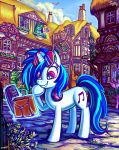  2019 absurd_res blue_hair building eyewear friendship_is_magic glasses hair headphones hi_res house jowybean my_little_pony sunglasses vinyl_scratch_(mlp) 