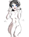  anthro beckoning black_hair blue_eyes female gesture hair mammal nude open_mouth simple_background standing tem temmie_(undertale) undertale unknown_artist video_games white_background 
