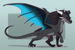  2019 3_toes ambiguous_gender black_sclera blue_eyes claws digital_media_(artwork) dragon feral hi_res horn icelectricspyro membrane_(anatomy) membranous_wings scales scalie simple_background solo spines toes western_dragon wings 