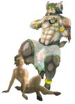  ampelos animal_humanoid balls beard big_muscles duo facial_hair hooves horn humanoid krotos male muscular muscular_male pan_flute penis ppmaqero satyr size_difference vein veiny_penis 