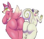  2019 absurd_res animal_crossing anthro anus balls big_butt big_tail blush breasts butt butt_squish canid canine canis digital_media_(artwork) duo eyeshadow female freya_(animal_crossing) fur hi_res looking_at_viewer makeup male male/female mammal marshal_(animal_crossing) nintendo nude penis pink_body pink_fur presenting presenting_hindquarters pussy rodent sciurid simple_background smile squish uncut video_games white_background white_body white_fur wizzikt wolf yellow_eyes 