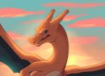  2019 ambiguous_gender blue_eyes charizard day detailed_background digital_media_(artwork) hi_res icelectricspyro nintendo outside pok&eacute;mon pok&eacute;mon_(species) sky solo video_games 