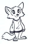  ambiguous_gender anthro black_and_white blush bottomless canid canine cheek_tuft clothed clothing disney face_tuft fox front_view fuel_(artist) hi_res looking_at_viewer mammal monochrome simple_background sketch skye_(zootopia) solo standing sweater topwear tuft white_background zootopia 