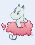  2008 ambiguous_gender anthro blue_eyes cloud moomin moomintroll simple_background smile solo the_moomins vaporotem white_body 