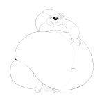  2019 absurd_res ambiguous_gender anthro belly big_belly big_nose biped black_and_white black_eyes black_nose blush breasts chubby_cheeks claws digital_drawing_(artwork) digital_media_(artwork) facing_viewer full-length_portrait half-closed_eyes hand_on_stomach heftyotter hi_res hyper hyper_belly looking_at_viewer lutrine lying mammal monochrome mustelid navel obese obese_ambiguous overweight overweight_ambiguous portrait puppypaws simple_background smile solo toe_claws white_background 