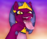  absurd_res bodily_fluids emu34b equid equine felid friendship_is_magic fur hi_res horse jewelry looking_at_viewer mammal mouth_shot my_little_pony paws pony saliva sharp_teeth solo sphinx_(mlp) teeth tongue tongue_out vector yellow_eyes 