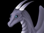  4:3 black_background black_sclera blue_eyes dragon female hi_res horn kaliber reptile scalie simple_background slit_pupils solo wings 