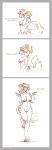  anthro blush breasts comic dialogue digitigrade female hair hi_res hyaenid mammal nipples nude ponytail post_transformation pussy simple_background smile solo strawberrytfs transformation underbite white_background 