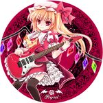  blonde_hair circle flandre_scarlet guitar instrument red_eyes solo sumomo_(seacan) thighhighs touhou 