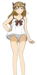  arm_at_side bangs bare_shoulders blue_eyes blush bow breasts brown_hair chemise clenched_hand evangelion:_2.0_you_can_(not)_advance from_below frown hair_between_eyes hair_ornament half-closed_eyes hand_on_hip highres lace legs lingerie long_hair looking_at_viewer neon_genesis_evangelion panties pantyshot pantyshot_(standing) rebuild_of_evangelion red_bow sachisuke_masumura shikinami_asuka_langley simple_background sketch slim_legs small_breasts solo souryuu_asuka_langley standing traditional_media two_side_up underwear underwear_only upskirt white_background white_panties 