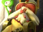  blaziken crossed_legs gardevoir gen_3_pokemon master_ball no_humans poke_ball pokemon pokemon_(creature) sitting throne 