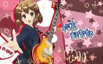  bad_id bad_pixiv_id brown_eyes brown_hair guitar highres hirasawa_yui instrument k-on! plectrum school_uniform short_hair solo wallpaper yunotimo 