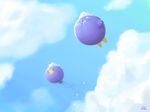  balloon cloud company_connection copy_ability crossover day drifloon floating flying gen_4_pokemon kirby kirby_(series) no_humans pokemon pokemon_(creature) sky 