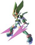  android energy_sword green_eyes harpuia male_focus official_art robot rockman rockman_zero solo sword weapon 