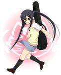  black_hair brown_eyes guitar_case instrument_case k-on! katatsuka_kouji long_hair nakano_azusa school_uniform solo twintails 