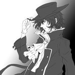  bad_id bad_pixiv_id gilbert_nightray gloves greyscale hat male_focus monochrome pandora_hearts profile solo 