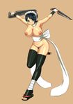  1girl blush breasts iroha iroha_(samurai_spirits) keiryu large_breasts maid nipples nude pubic_hair samurai_spirits smile weapon 