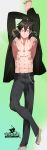  1boy 5000-chou_yen_hoshii_channel! abaraya_seishirou abs absurdres arms_up closed_mouth coat dakimakura gradient gradient_background highres incredibly_absurdres looking_at_viewer male_focus open_clothes open_coat saitoukuniko-3 smile virtual_youtuber 