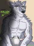  2019 anthro apache_(artist) biceps bulge canid canine canis clothing digital_media_(artwork) fur hi_res jockstrap looking_at_viewer male mammal muscular muscular_male nude simple_background smile solo underwear wolf 