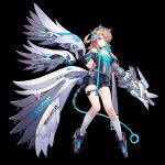 animal_ears anthropomorphization armor boku_koyuki_mx cleavage garter headphones heels mecha_musume tail weapon wings 