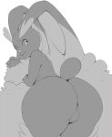  :3 anthro anthrofied big_butt butt butt_focus female greyscale khexxi lagomorph long_ears looking_back lopunny mammal monochrome nintendo nude pok&eacute;mon pok&eacute;mon_(species) pok&eacute;morph pussy rear_view solo video_games 