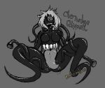  2019 black_body bodily_fluids breasts chernobue_qlippoth digital_media_(artwork) drooling female hair humanoid looking_at_viewer medicinal_succ monochrome monster_girl_(genre) not_furry nude open_mouth pathfinder qlippoth saliva sharp_teeth simple_background smile solo stomach_mouth teeth tentacles tongue tongue_out 