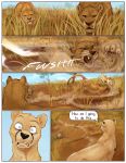  2012 antelope bovid cheetah colonel-strawberry comic day detailed_background digital_media_(artwork) english_text felid feline feral fur gazelle lion mammal open_mouth outside pantherine sky tan_body tan_fur teeth text tongue 