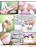  2019 bed butt colored comic darkmirage dialogue digital_media_(artwork) doctor dragonchu duo english_text fan_character female fur furniture hi_res horn nude quetzalli_(character) redoxx reptile scalie smile text 