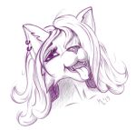  anthro canid canine canis female hair hi_res mammal moonlynxx portrait ring tongue wolf 