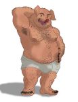  anthro armpit_hair belly belly_hair body_hair briefs bulge chest_hair clothed clothing domestic_pig joe looking_at_viewer male mammal mechanic nanoff open_mouth overweight overweight_male solo suid suina sus_(pig) tighty_whities topless underwear white_clothing white_underwear 