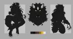  abstract_background anthro arylena black_body black_fur black_hair breasts canid canine canis fangs featureless_breasts fur hair kay_rox mammal model_sheet solo wolf yellow_eyes 