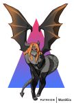  2019 anthro digital_media_(artwork) dragon faint girly hair male membrane_(anatomy) membranous_wings orange_eyes orange_hair rubber solo wings 