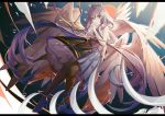  dress green_eyes long_hair luo_tianyi purple_hair turkey_(weave7769) twintails vocaloid wings 
