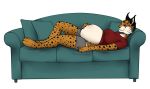  anthro belly big_belly bodyxcount felid feline female furniture geckoguy123456789 lynx mammal pregnant smile sofa solo 