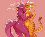  2019 anthro blush breasts claws dragon duo female fivel horn nude teeth tongue 