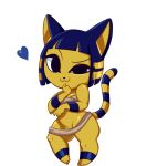  &lt;3 alpha_channel animal_crossing ankha_(animal_crossing) anthro bandage blue_hair domestic_cat felid feline felis female fur hair kronilix looking_at_viewer mammal nintendo pose simple_background smile solo standing striped_tail stripes transparent_background video_games yellow_body yellow_fur 