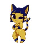 alpha_channel animal_crossing ankha_(animal_crossing) anthro blue_hair breasts domestic_cat felid feline felis female fur hair kronilix looking_at_viewer mammal nintendo nipples nude pose pussy simple_background smile solo standing striped_tail stripes transparent_background video_games yellow_body yellow_fur 