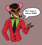  ! 2019 activision anthro brown_hair carboncoal clothed clothing crash_bandicoot_(series) dialogue english_text hair half-closed_eyes humor long_hair macropod male mammal marsupial necktie open_mouth pinstripe_potoroo potoroo round_ears smile solo suit teeth text tongue video_games yellow_eyes 