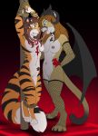  2019 alex_marx alexthecatte anthro bdsm bound breasts brown_hair collar cougar demon digital_media_(artwork) dominatrix duo dusty_(baldrek) fangs felid feline female female/female fur hair horn jailbird licking long_tongue mammal nipple_piercing nipples nude open_mouth pantherine piercing prehensile_tongue pussy rope smile stripes tiger tongue tongue_out wings 
