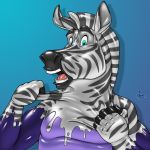  1:1 agent_(artist) blue_eyes canid canine canis domestic_dog equid equine glistening hi_res living_latex mammal mask open_mouth rubber shiny struggling symbiote transformation zebra 