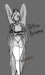  2019 bottomwear breasts clothed clothing clothing_lift digital_media_(artwork) ear_piercing ear_ring female hair hi_res humanoid legwear lepidopteran_wings looking_at_viewer mammal medicinal_succ monochrome monster_girl_(genre) not_furry olethros_psychopomp pathfinder piercing pussy simple_background skirt skirt_lift solo thick_thighs thigh_highs wings 