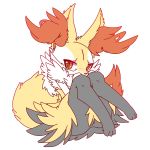  1:1 2018 3_toes anthro blush bodily_fluids braixen dipstick_tail featureless_crotch female fur hi_res inner_ear_fluff kemono looking_at_viewer multicolored_body multicolored_fur multicolored_tail nintendo nyaswitchnya pok&eacute;mon pok&eacute;mon_(species) simple_background sitting solo tears toes tuft video_games white_background 