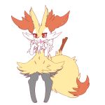  1:1 2018 3_toes blush braixen breasts chest_tuft dipstick_tail female front_view fur hi_res inner_ear_fluff multicolored_body multicolored_fur multicolored_tail navel nintendo nyaswitchnya pok&eacute;mon pok&eacute;mon_(species) simple_background solo stick toes tuft video_games white_background 